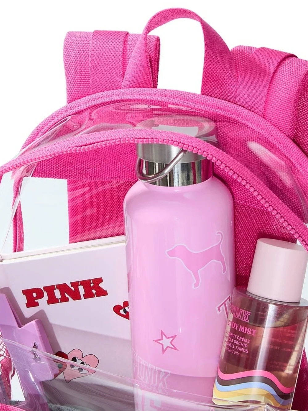 PINK Victoria's Secret Clear Kids Backpack in Hot Pink